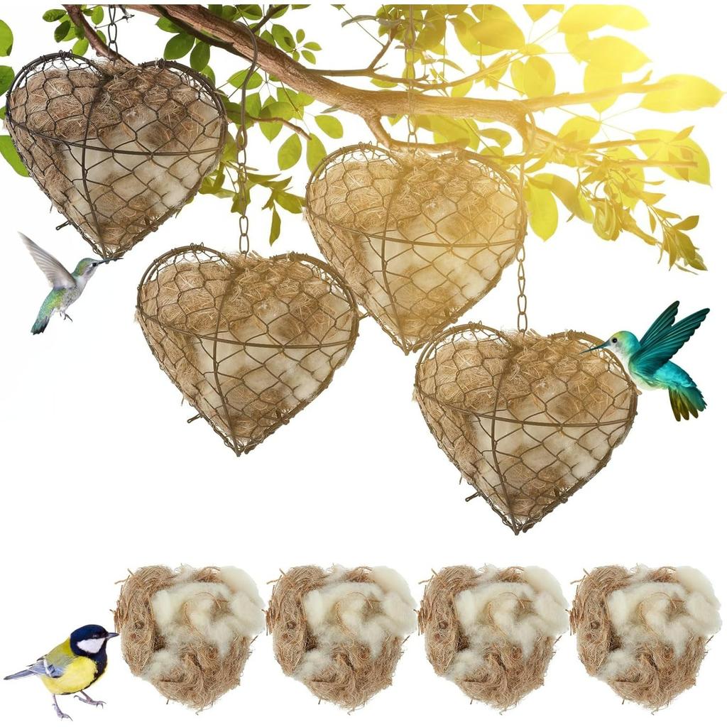 9 X 7 Inch Hummingbird Nest House Nesting Material Bird for Outside, Gift Design for Animal Lovers, Spring Fowl Gifts In Indoor Patio Garden