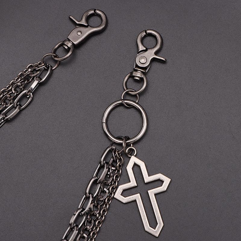 Metal Cross Pendant Waist Chain Hiphop Rock Punk Trousers Chain Keychain Jewelry Jean Accessory