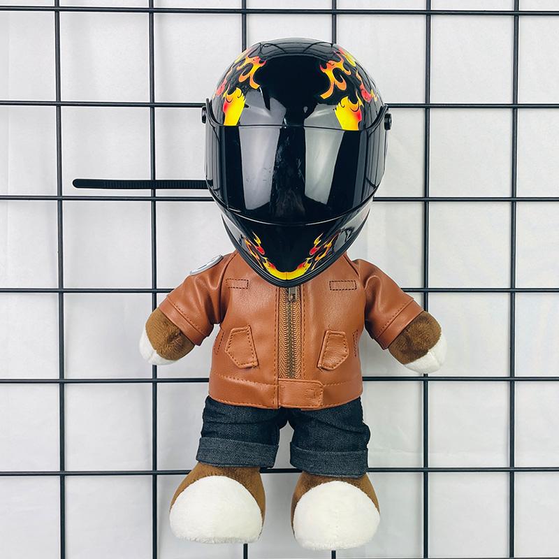 Helmet Small Model Suzaku Print Racing Trunk Decoration Car Pendant Home Decoration Collection Mini Bear Helmet