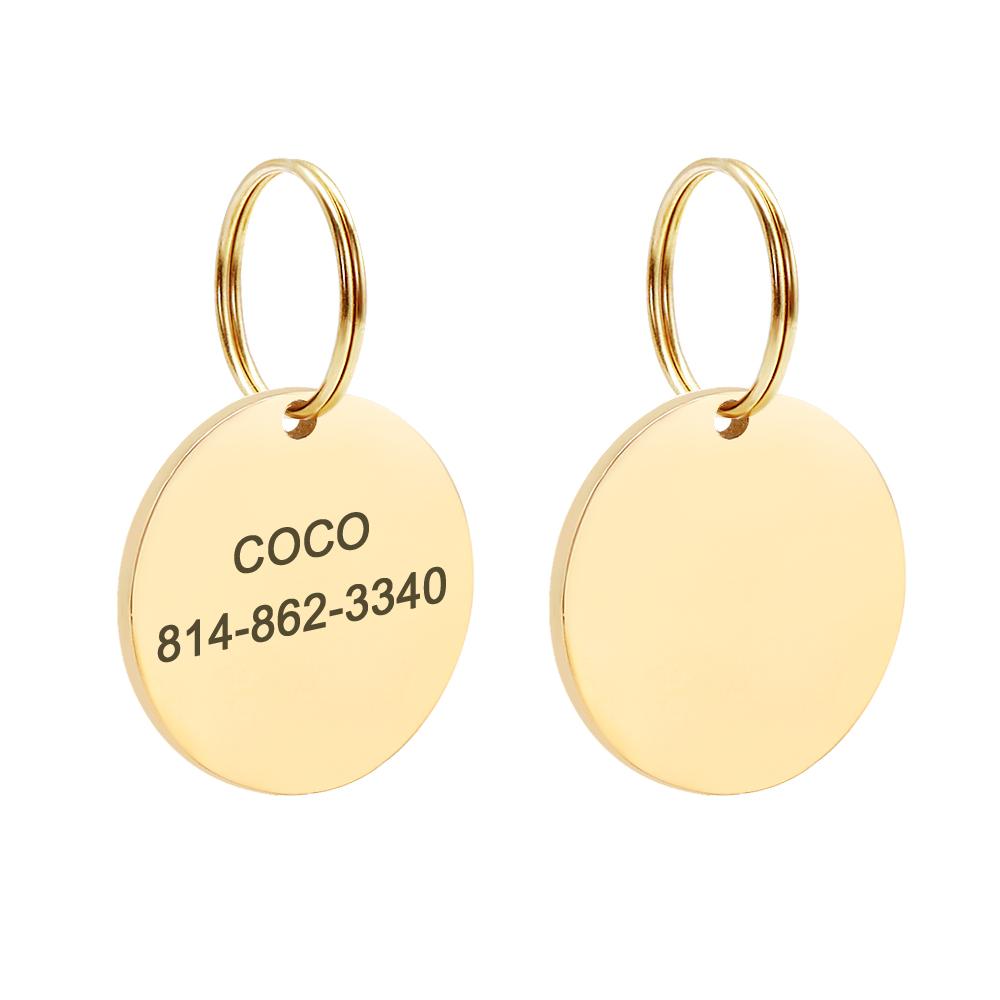Custom Gold Dog ID Tag Engraved Small Medium Large Pet Nameplate Stainless Steel Personalized Fashion Dog Tag Anti-lost