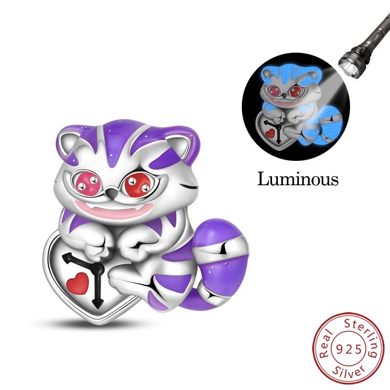 

925 Silver Charm Beads Magic Series Luminous Purple Cat & Rabbit Beads for DIY Bracelet Jewelry Making