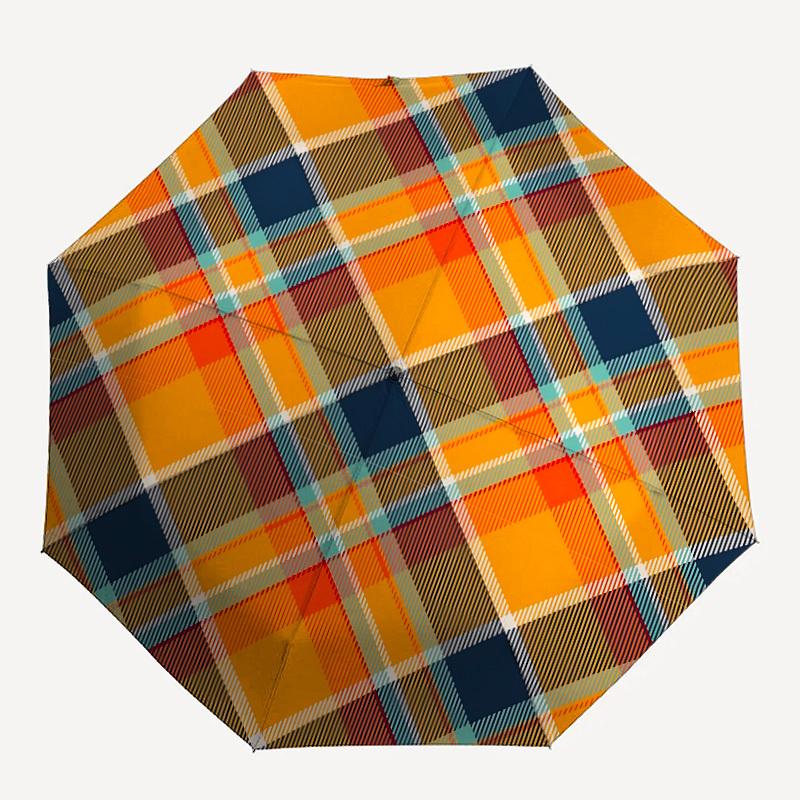 

1pc Tartan Pattern Automatic Opening/Closing Folding Umbrella with 49 Ribs, Plastic Handle, Windproof Portable Sunshade Umbrella y250726089
