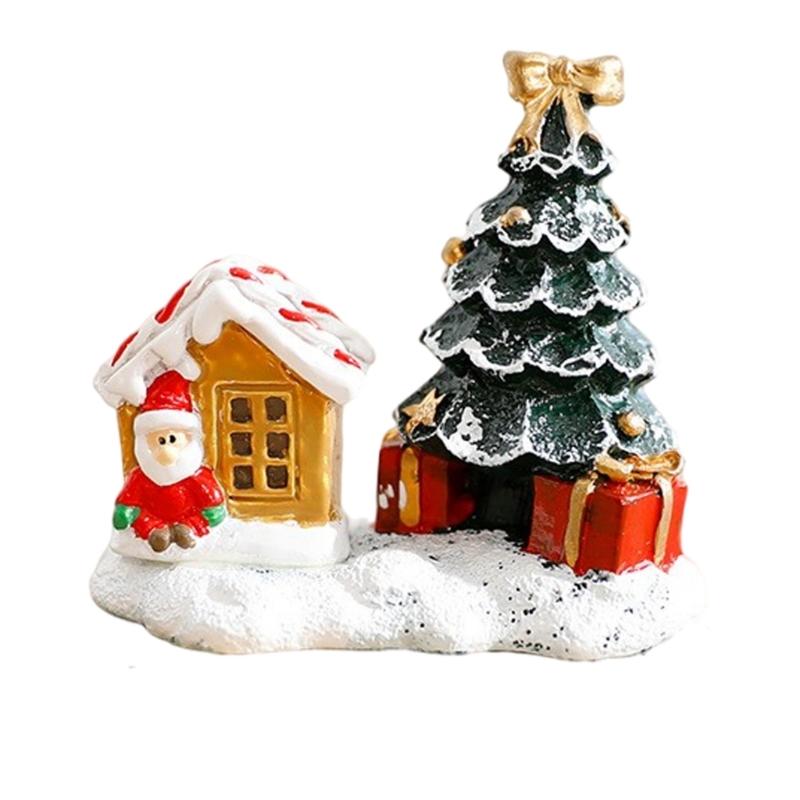 

Christmas Cottage Ornament Snowman/Deer/Santa Village Shelf Display Decoration Miniature Landscape Centerpiece
