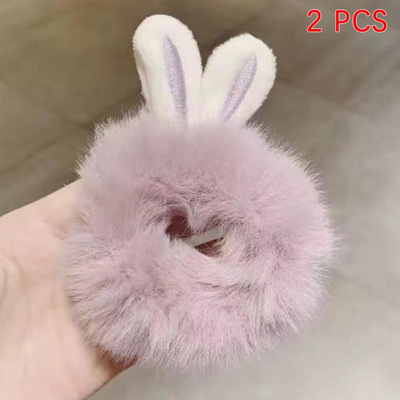 2 Stücke Niedliche Süße Hasenohren Haarseil Für Frauen Mädchen Candy Farbe Scrunchies Elastische Gummibänder Pferdeschwanz Haarschmuck