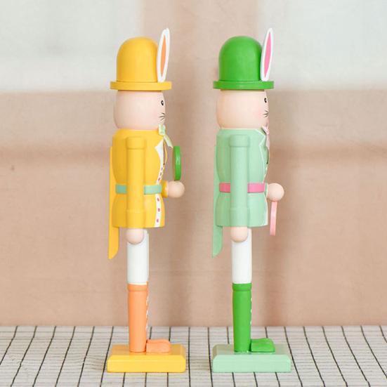 Osterhase Nussknacker Figur 30 cm Holz Hase Nussknacker Dekoration für Frühling Zuhause Tisch Regal Dekor