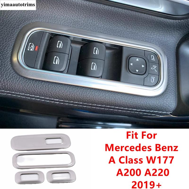 Car Inner Door Armrest Window Lift Button Control Panel Cover Trim Metal Accessories For Benz A Class W177 A200 A220  - 2024