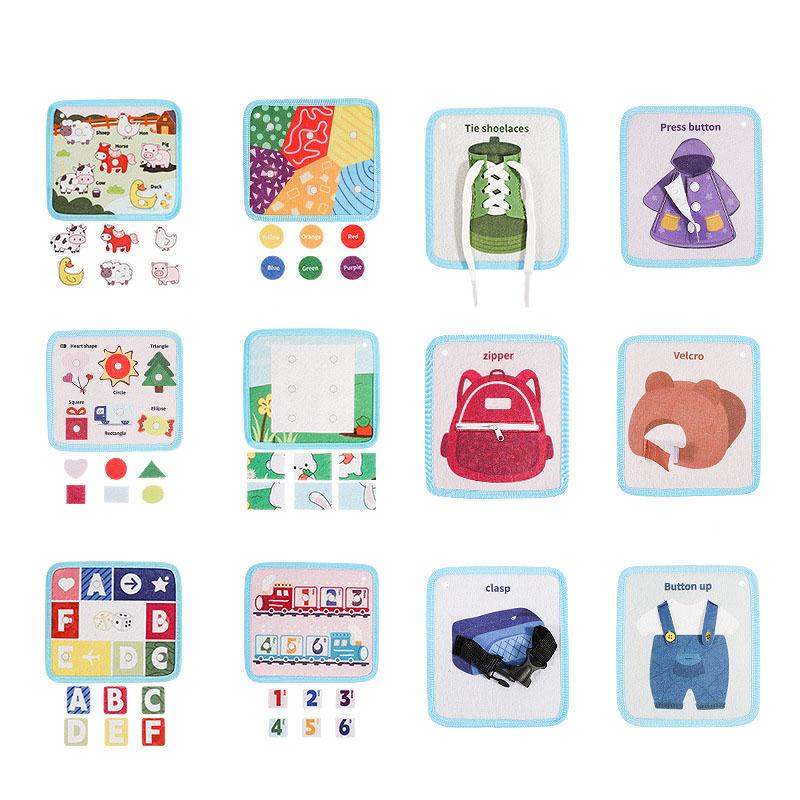 Barn Stille Travle Bøker Montessori-brettleker Finmotortrening Førskolelæring Sansleker for småbarn Reiseaktiviteter