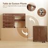Folding Sewing Table, Rolling Cabinet, Magnetic Barn Door, 2 Bins, Shelf, 18 Pegs, Brown