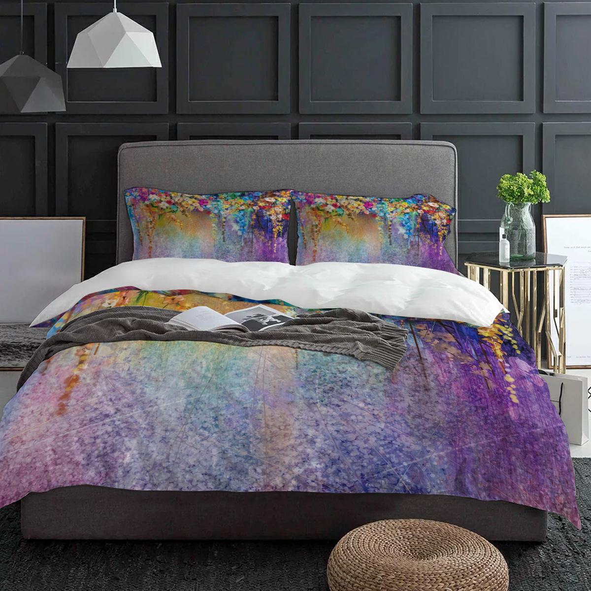 

Spring Vine Flowers Blue Purple Duvet Cover With Pillow Case Custom 3pcs Bedding Set Quilt Cover Double Bed Home Textile EU single(135x200cm)