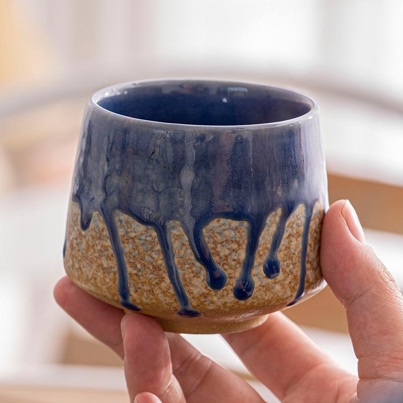Retro Coarse Pottery Kiln Flowing Glazed Teacups Japanese Coffee Mug Cups Living Room Coffee Table Decoration Accessories