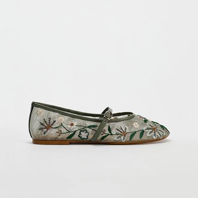 Spring Autumn Mesh Embroidery Women Mary Jane Shoes Ladies Outdoor Comfort Ballet Style Women's Grandma's Shoes