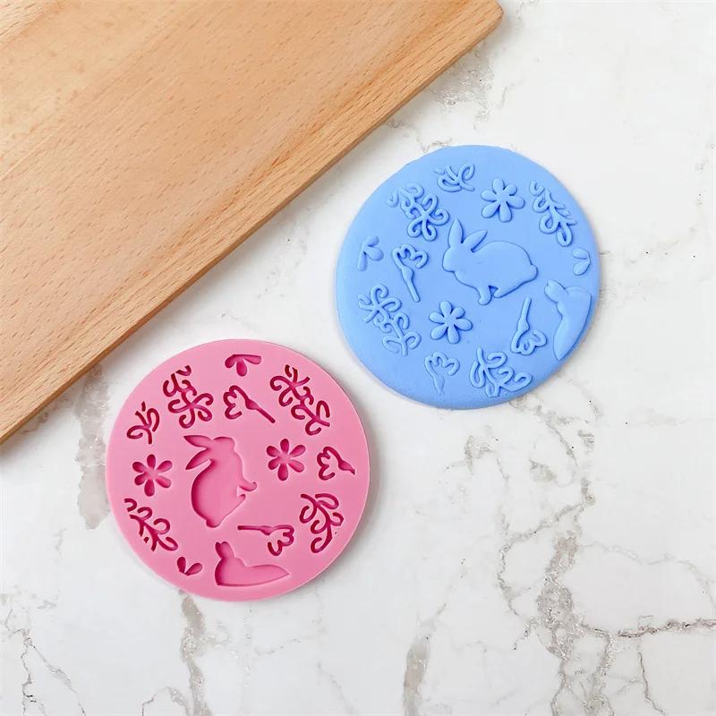 9Pcs Easter Bunny Cookie Cutters Jar Sauce Chocolate Stamp Mold Rabbit Egg Biscuit Fondant Embosser Mold Cake Decor Baking Tools