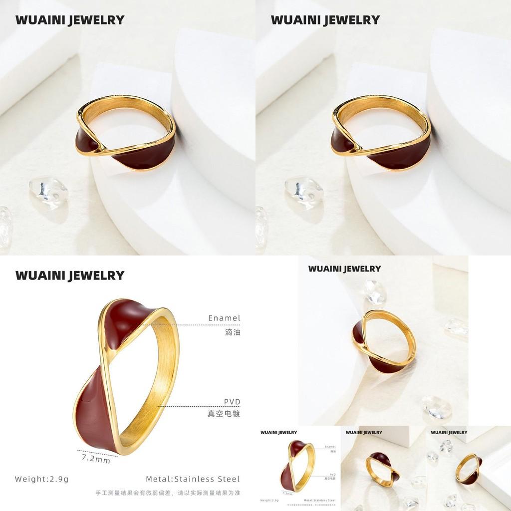 Stylish Ankara Red Drip Oil Butterfly Ring Crafted From Durable Titanium Steel For Women