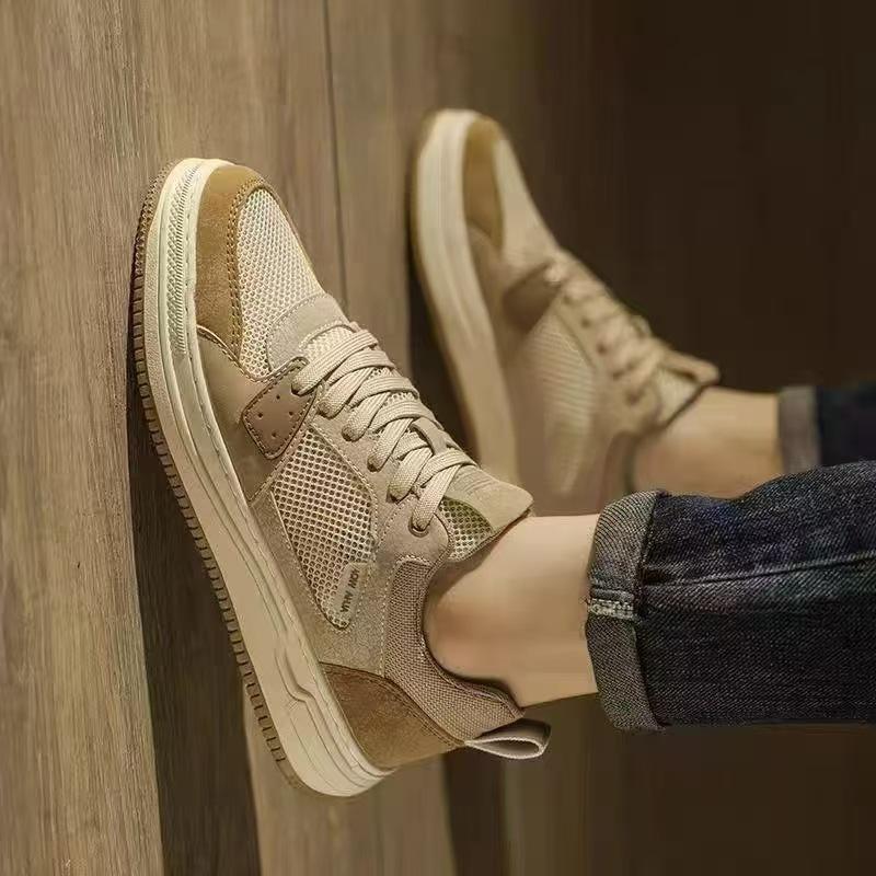 

2025 new men s shoes breathable casual low-top mesh shoes men s non-slip and wear-resistant comfortable and lightweight versatile 39 хаки
