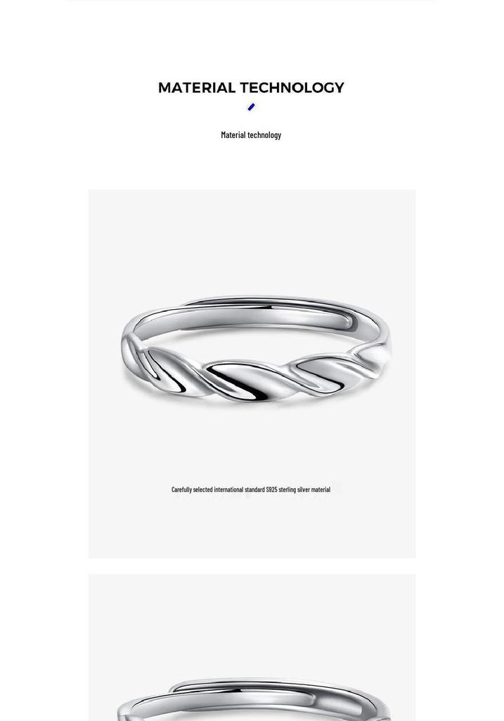 Sterling Silver Shining Star River Couple Rings - High-End Mobius Pure Silver