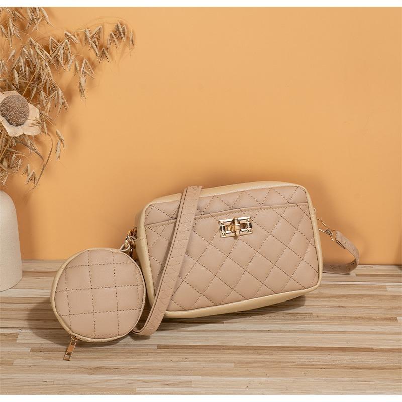 Xiaoxiang Style Bag Two Piece Set New Diamond Crossbody Bag Women's Storage Bag Simple Large Capacity Makeup Bag