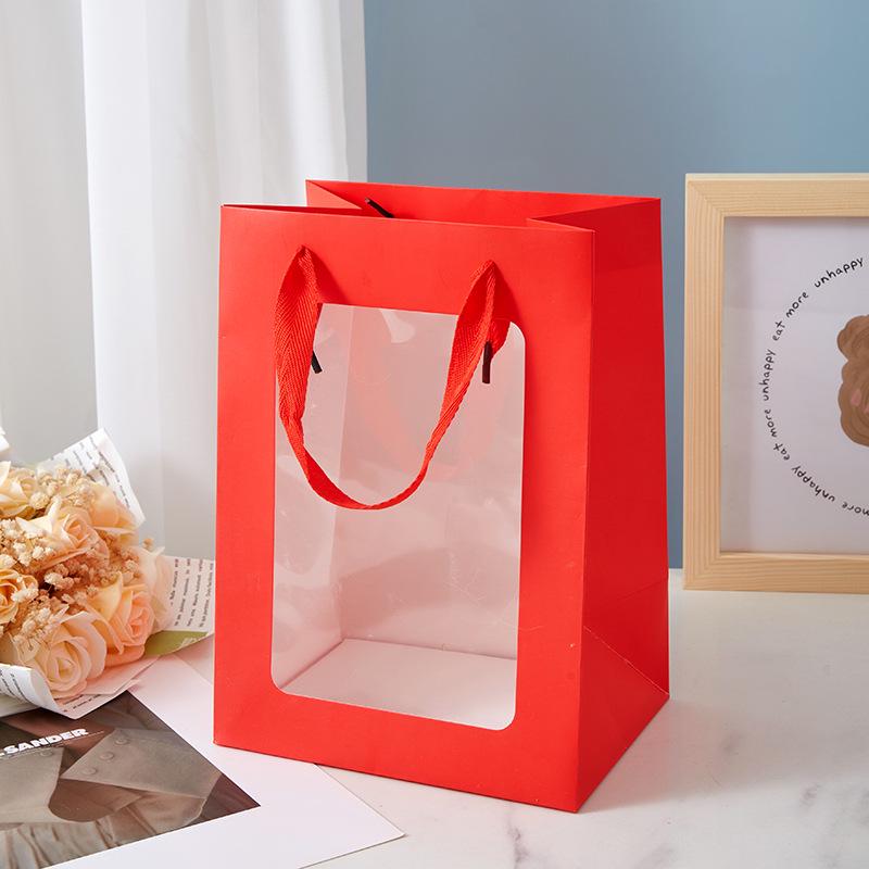 Transparent Window Tote Bag for Flowers & Dolls – Perfect for Qixi Festival & Mother's Day Gifts