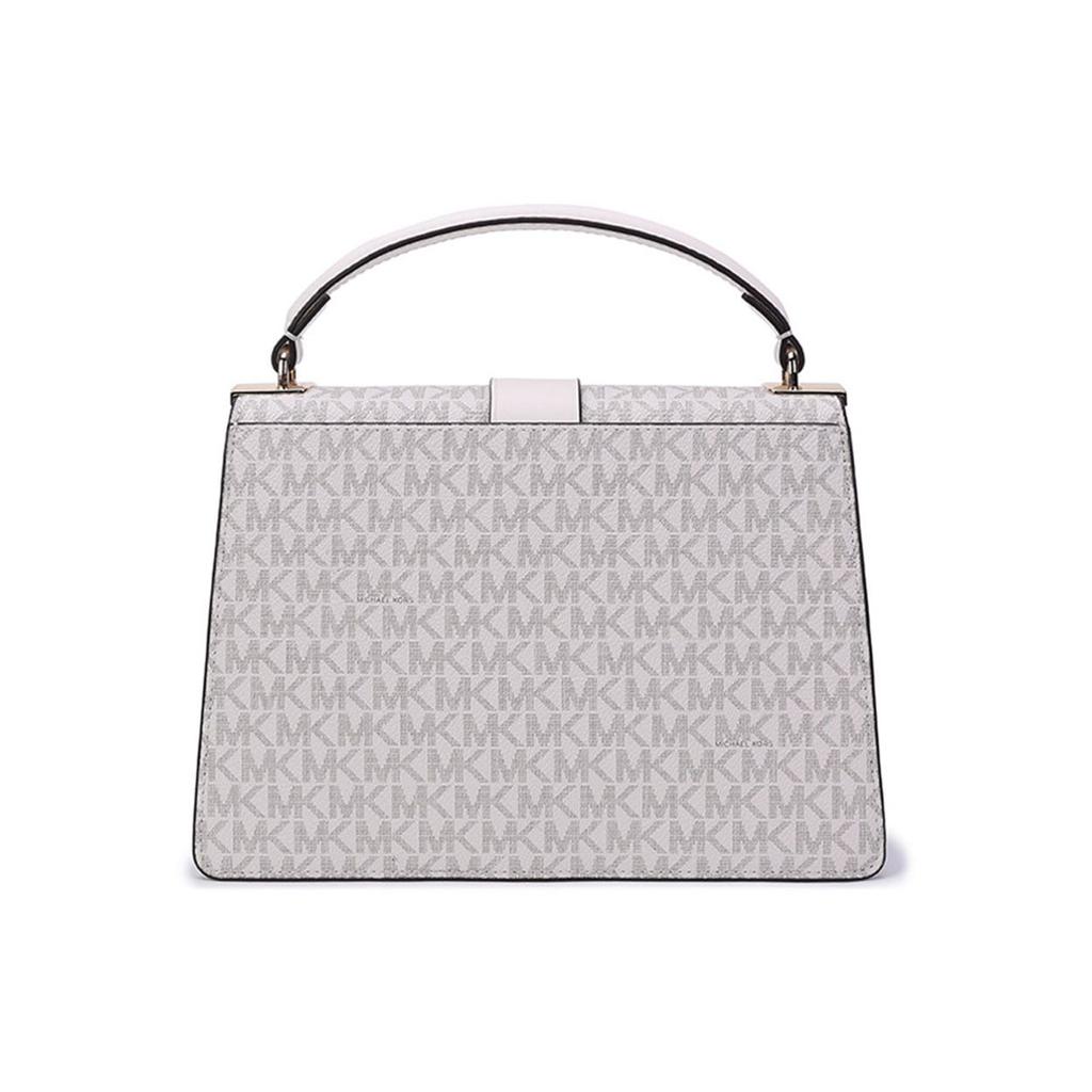 Michael Kors MK Greenwich Monogram Logo Print Flap Fashion Casual Commuter Leather Shoulder Tote Bag Medium Women bags 30H1GGRS2V-VAN-CREAM