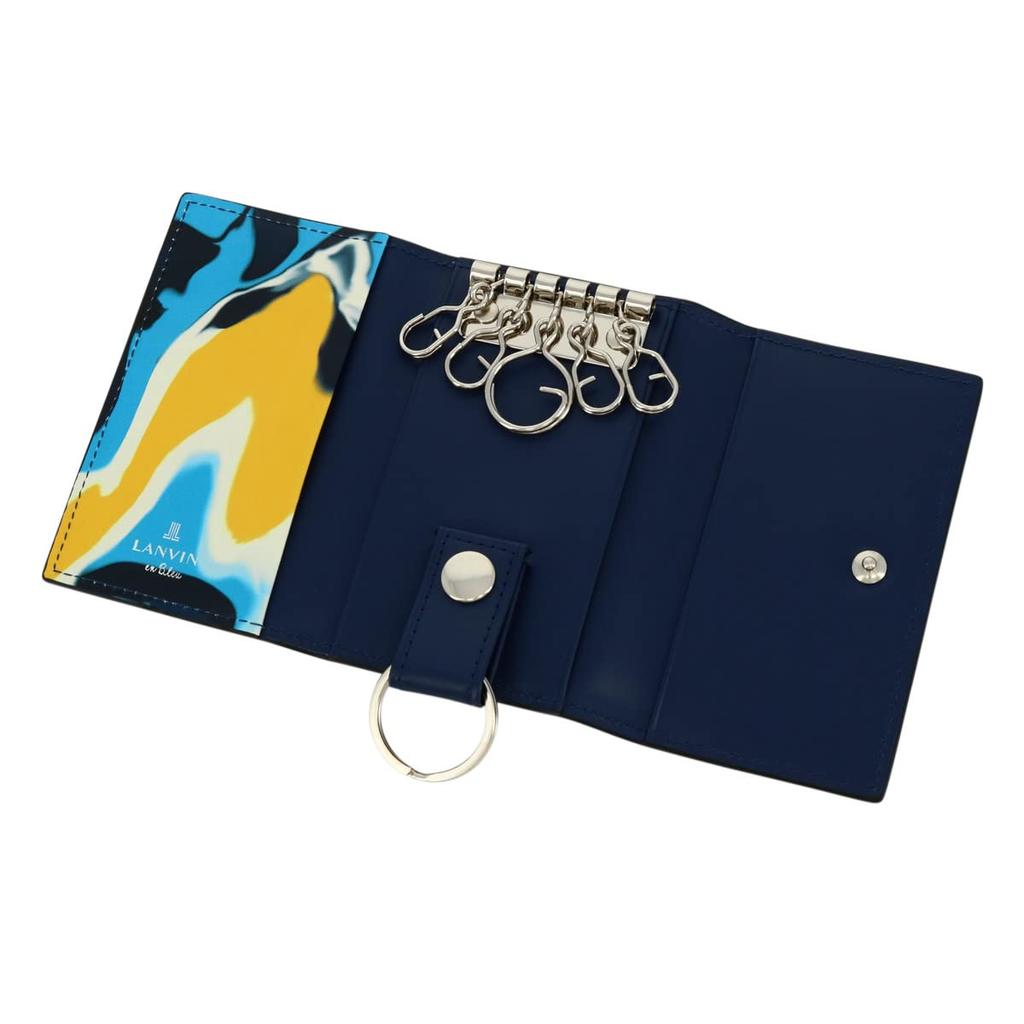 En Key Case 5 Rows Genuine Leather 533602 LANVIN En Bleu Key Ring Included Cowhide Blue [LANVIN Bleu] Men's [17]