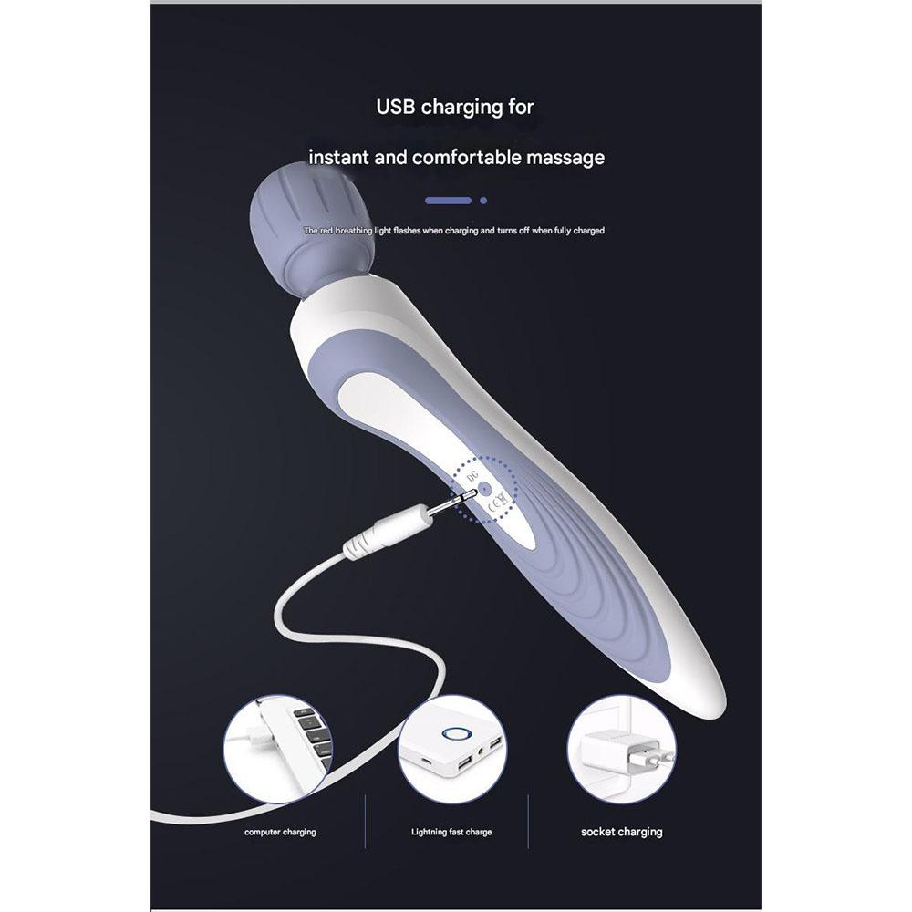 High Frequency Vibration Massage Stick 11 Modes Deep Tissue Rechargeable USB Fast Charge IPX7 Waterproof Portable Silicone Heads