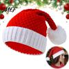 Holiday Party Supplies for Men Women Children Santa Hat, Red Knitted Christmas Hat Kids Adults, Soft Waxy Winter Adults Xmas with White Pompom