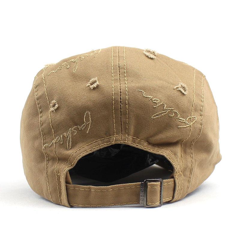 Ripped beret men's cotton cloth do old fashion letter embroidery cap new forward hat