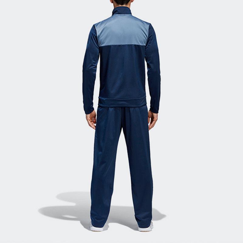 Adidas Tracksuit Color Block Stand Collar Zip Up Jacket And Straight Leg Pants Casual Sports Set Men Tracksuits Dark-Blue CD6603