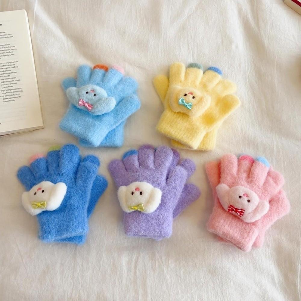 Full Finger Knitted Gloves Warm Lining Winter Gloves Stylish Thermal Gloves  for Kids