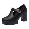 6cm 8cm Vintage British Style T Strap Block High Heels Shoes Women Pumps 2025 Spring Elegant Soft Leather Shoes Heeled Work Mom