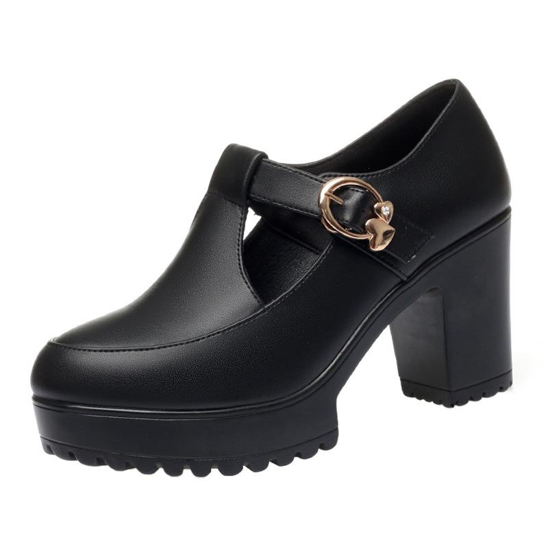 6cm 8cm Vintage British Style T Strap Block High Heels Shoes Women Pumps 2025 Spring Elegant Soft Leather Shoes Heeled Work Mom