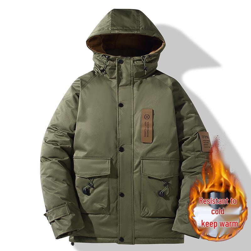 

Men s Plus Size 2023 Trendy Mid-Length Cotton Jacket - Winter Warm Hooded Korean Style Workwear 6XL (210-230 lbs)