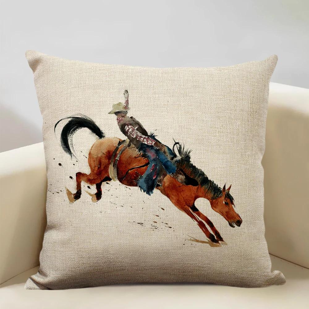 Watercolor Animal Horse Chicken Lizard Cow Antelope Decorative Pillow Case 45x45cm Cushion Cover for Sofa Home Decor
