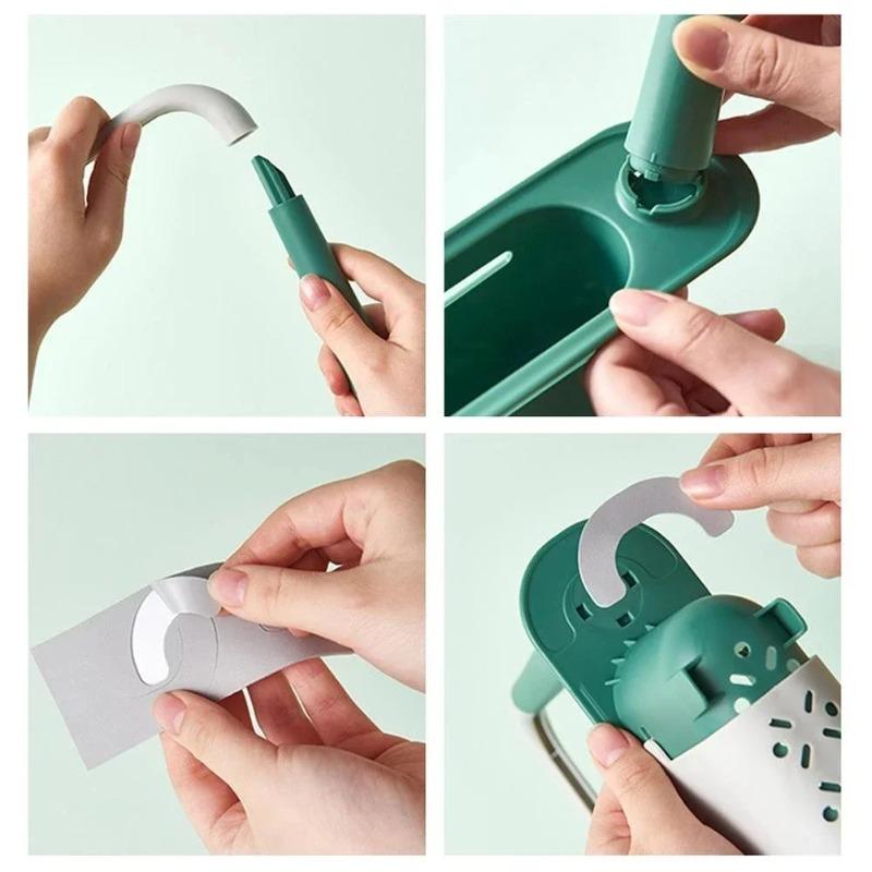 Adjustable Over Sink Dish Rack Extendable Drain Basket for Washing Vegetables Dishes Sponge Towel Storage Kitchen Organizer Tray