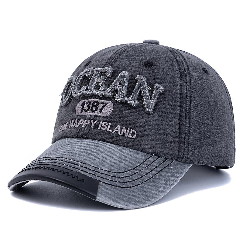 New Style Unisex Baseball Cap OCEAN 1387 Letter Embroidery Dad Hat Women Men Outdoor Washed Cotton Cap
