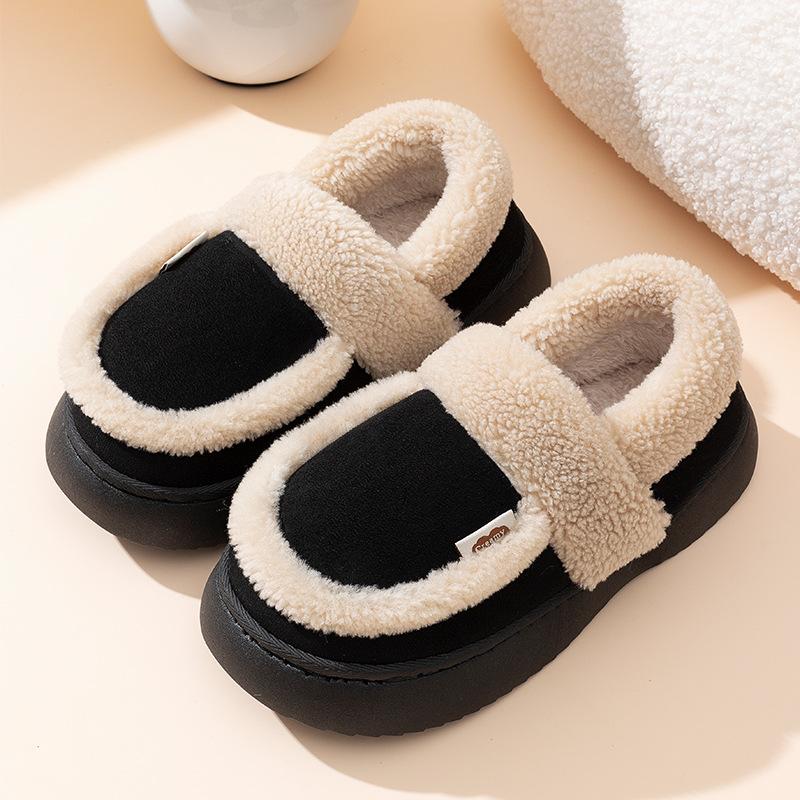 Fashion Women Plush Warm Home Platform Slippers Winter New Soft Comfortable House Floor Cotton Shoes Girls Indoor  Wedge Fluffy Slippers