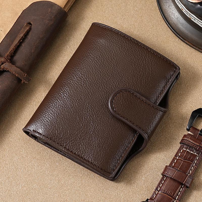 Men RFID Blocking Wallet Leather Slim Bifold Wallet Pop Up Credit Card Holder Minimalist Cash Wallet