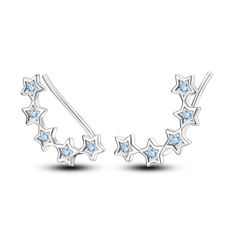 Original Design Hoop Earrings For Women 925 Silver Colorful Zircon Star Moon Series Elegant Jewelry DIY Making