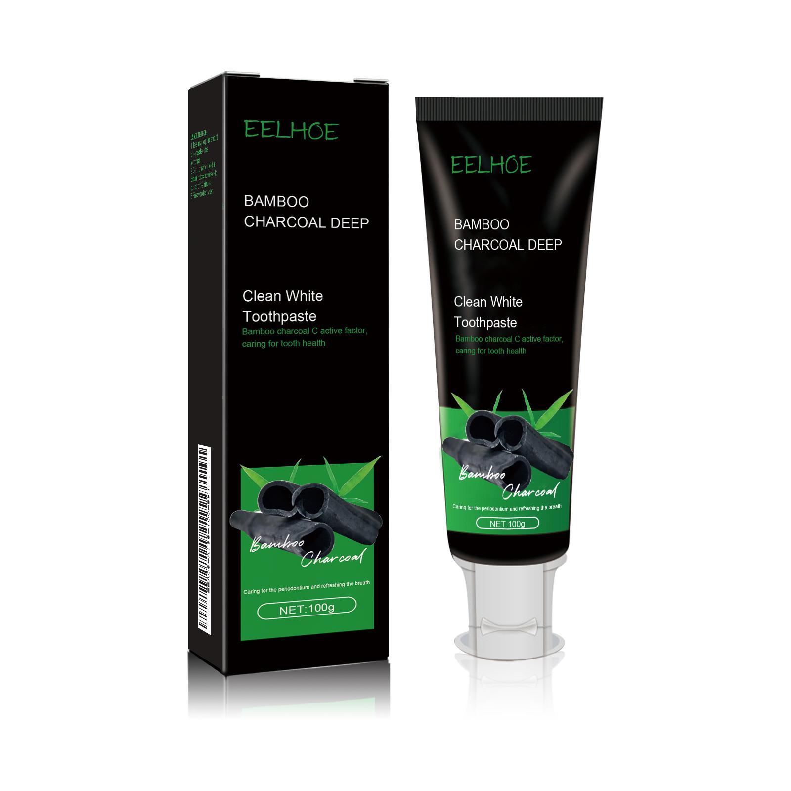 

EELHOE Bamboo Charcoal Deep-Action Whitening Toothpaste: Cleanse stains, eliminate bad breath, and brighten your teeth to a radiant white.