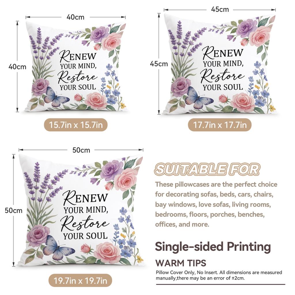 4 Stück Schmetterling Blume Motto Design Kissen Kissenbezug Polyester Kissenbezug Dekokissen Kissenbezug Haus Auto Sofa Dekor