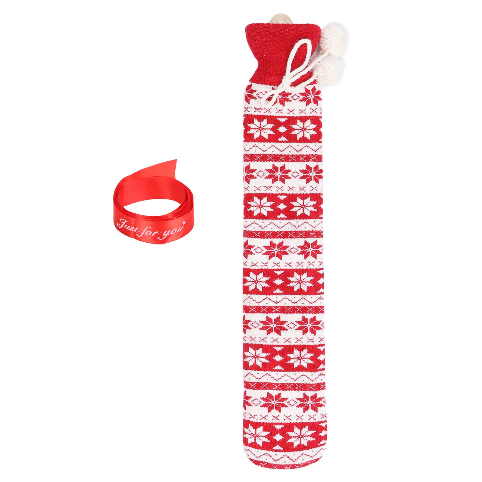 

Бутылка с горячей водой, мягкая резина, облегчение боли, термотерапия, сумка для горячей воды для шеи, талии, живота, 1 л Snowflake Pattern