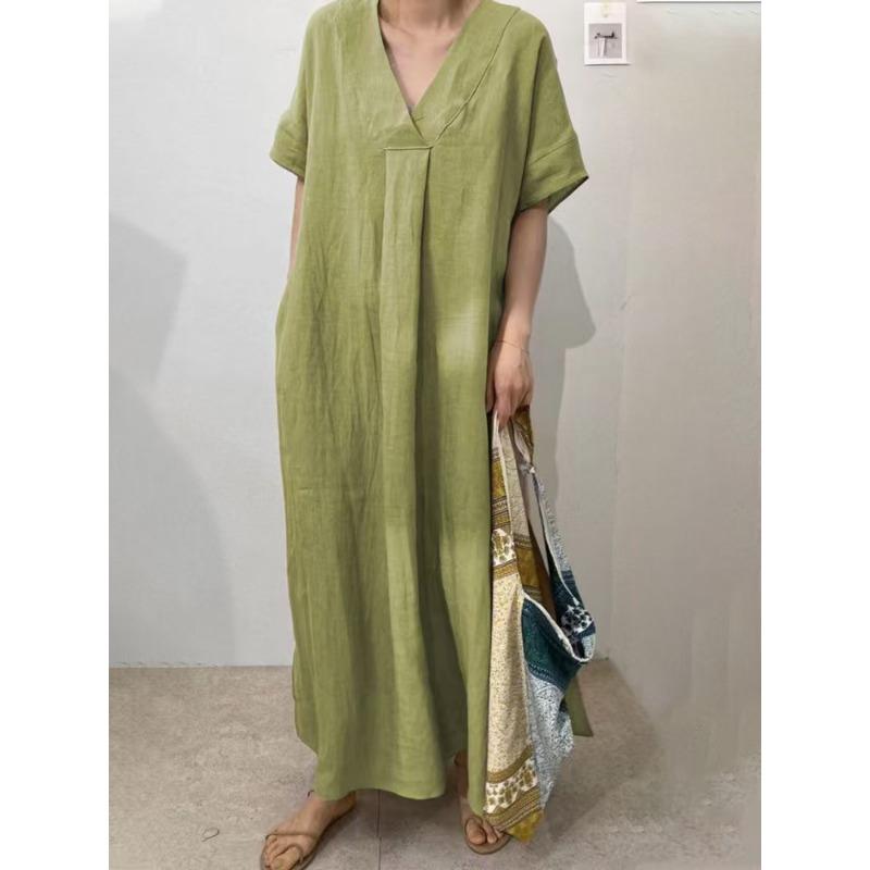 Damen Casual Kurzarm V-Ausschnitt Rabattkleid