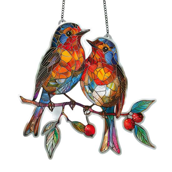 Acrylic Colorful Hummingbird Sun Catcher Hanging Pendant with Lanyard Easy To Install Bird Window Crafts Hanging Decor