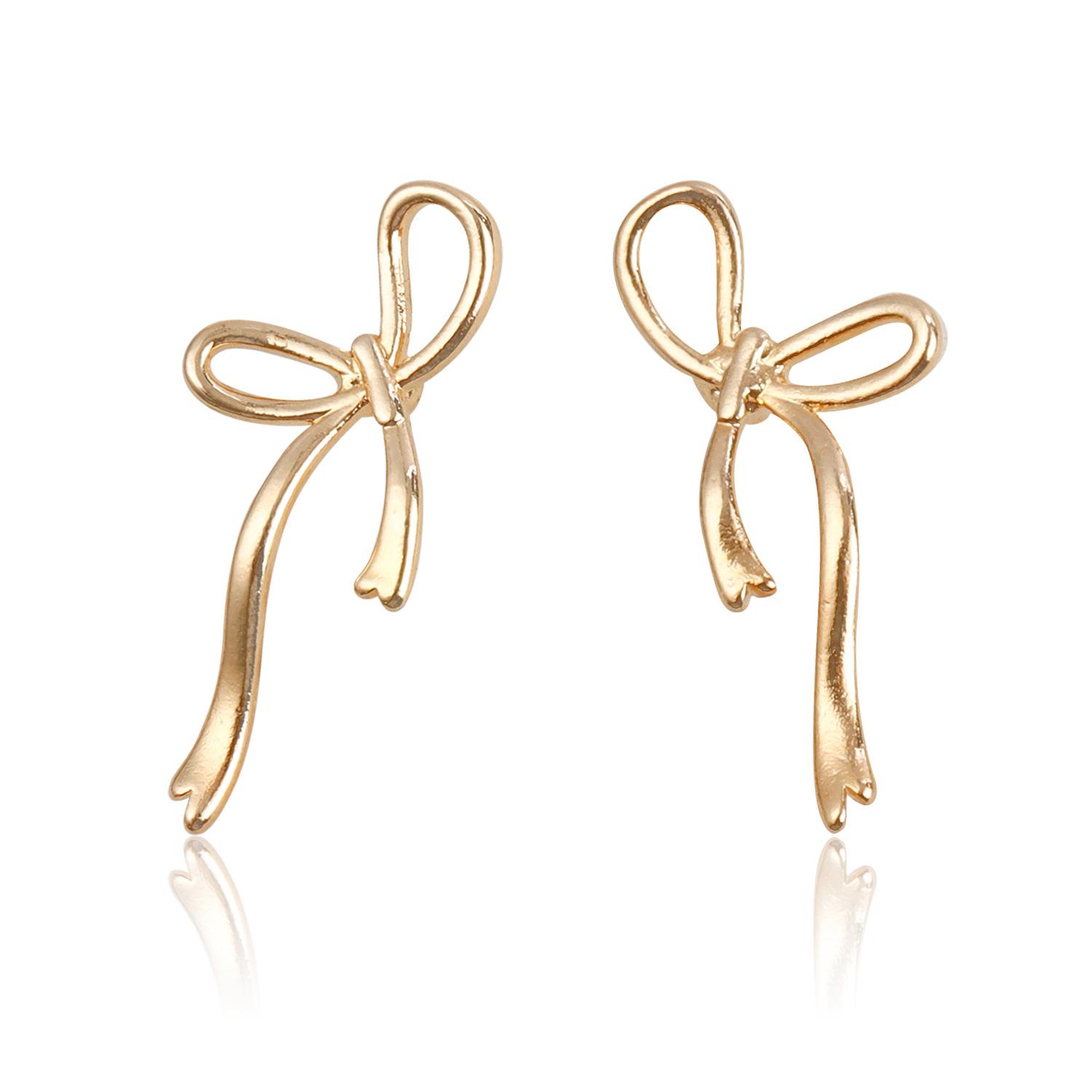

European and American jewelry is small, fresh and sweet hollow bow stud earrings women s simple lady earrings