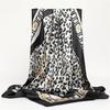 Leopard Print Luxury Silk-Like Scarf - 90cm Autumn/Winter Fashion Women's Shawl with Chain Letter Design