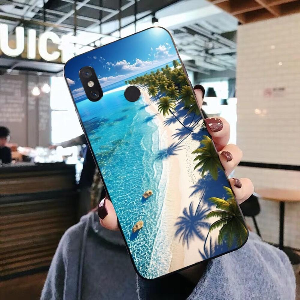 Sea Tropical Palm Trees Beach Phone Case For Xiaomi Mi 5X 8 9 10 11 12 Lite Pro 10T PocoX3pro PocoM3 Note 10 Pro Lite