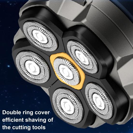 Electric Shaver IPX8 Waterproof Wet Dry Technology 6D Floating Head Quick Shave Magnetic Design LED