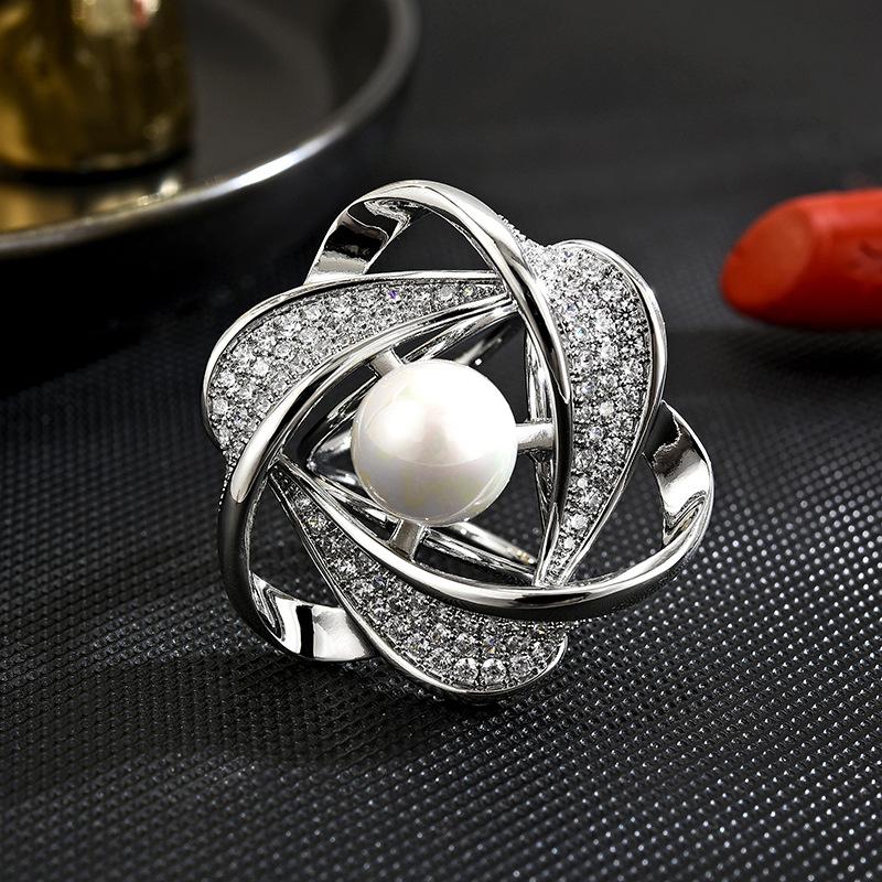 

Пряжка для шелкового шарфа, завязанная на узел, пряжка двойного назначения, кольцо, высококачественная женская универсальная брошь, булавка для корсажа, модные официальные аксессуары платиновый