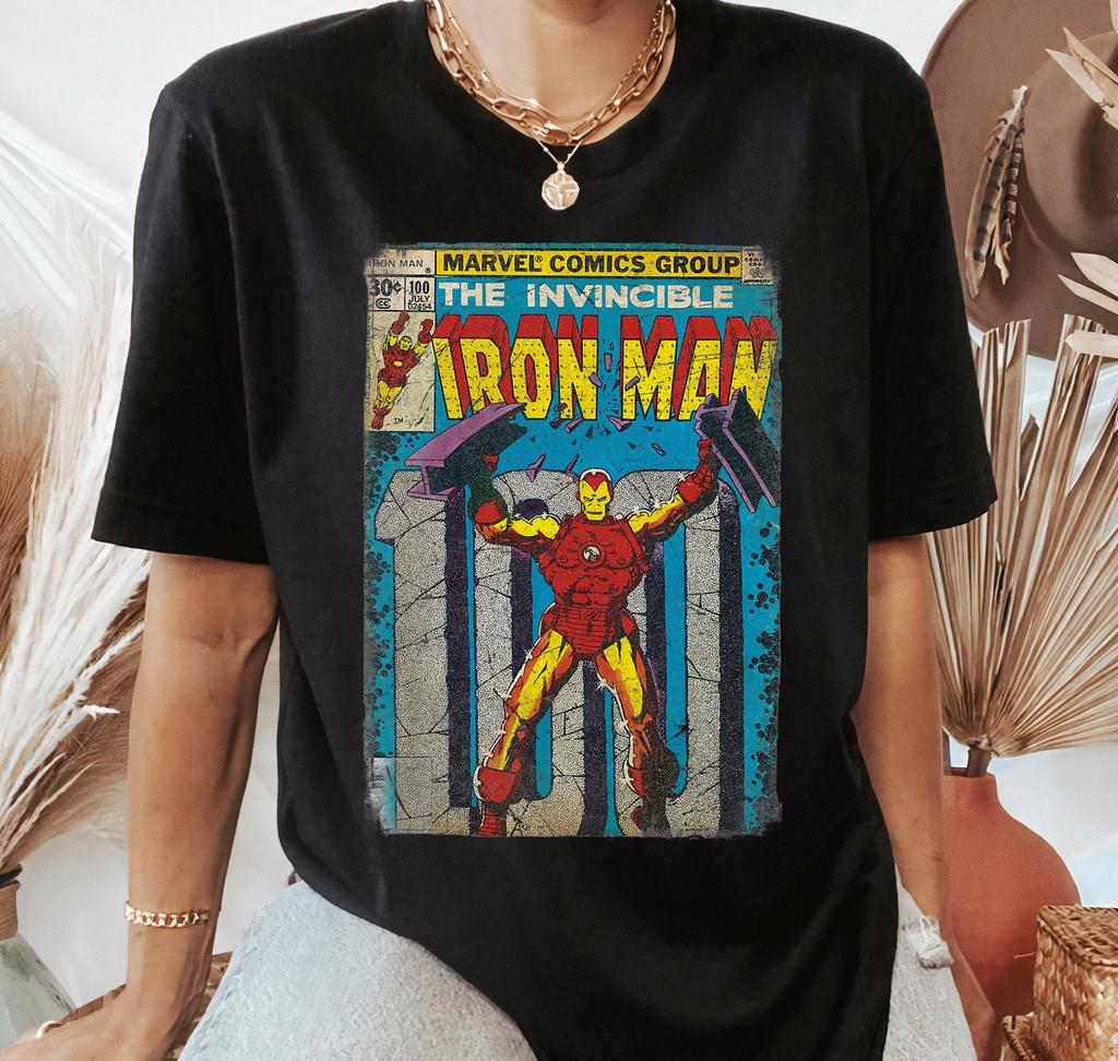 Womens Iron Unisex Classic Retro TShirt Streetwear Pure Cotton Short Sleeve Unisex Oversized Loose Casual Stylish