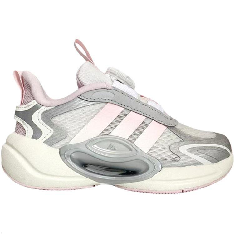 adidas Galaxy Slip Resistant Cushioning Low Top Running Shoes Gray Pink Kids' JQ6720