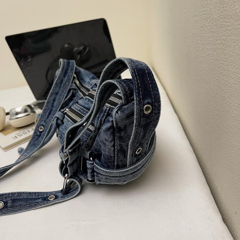 Large Capacity Commuter Tote Bag Women's Denim Shoulder Crossbody Bag